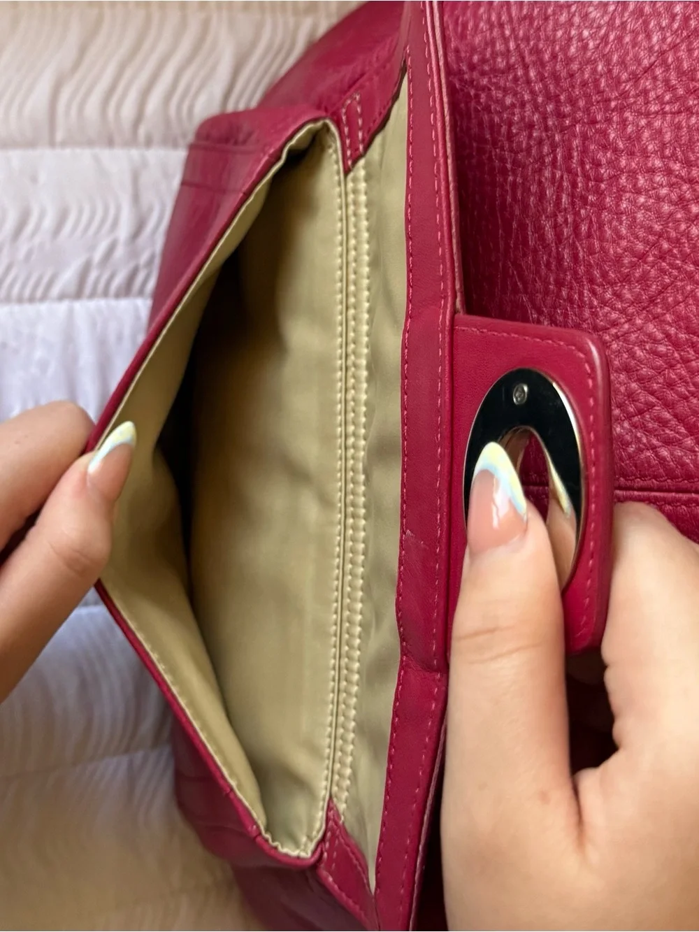 Coach Fuchsia Pebbled Leather Shoulder Bag